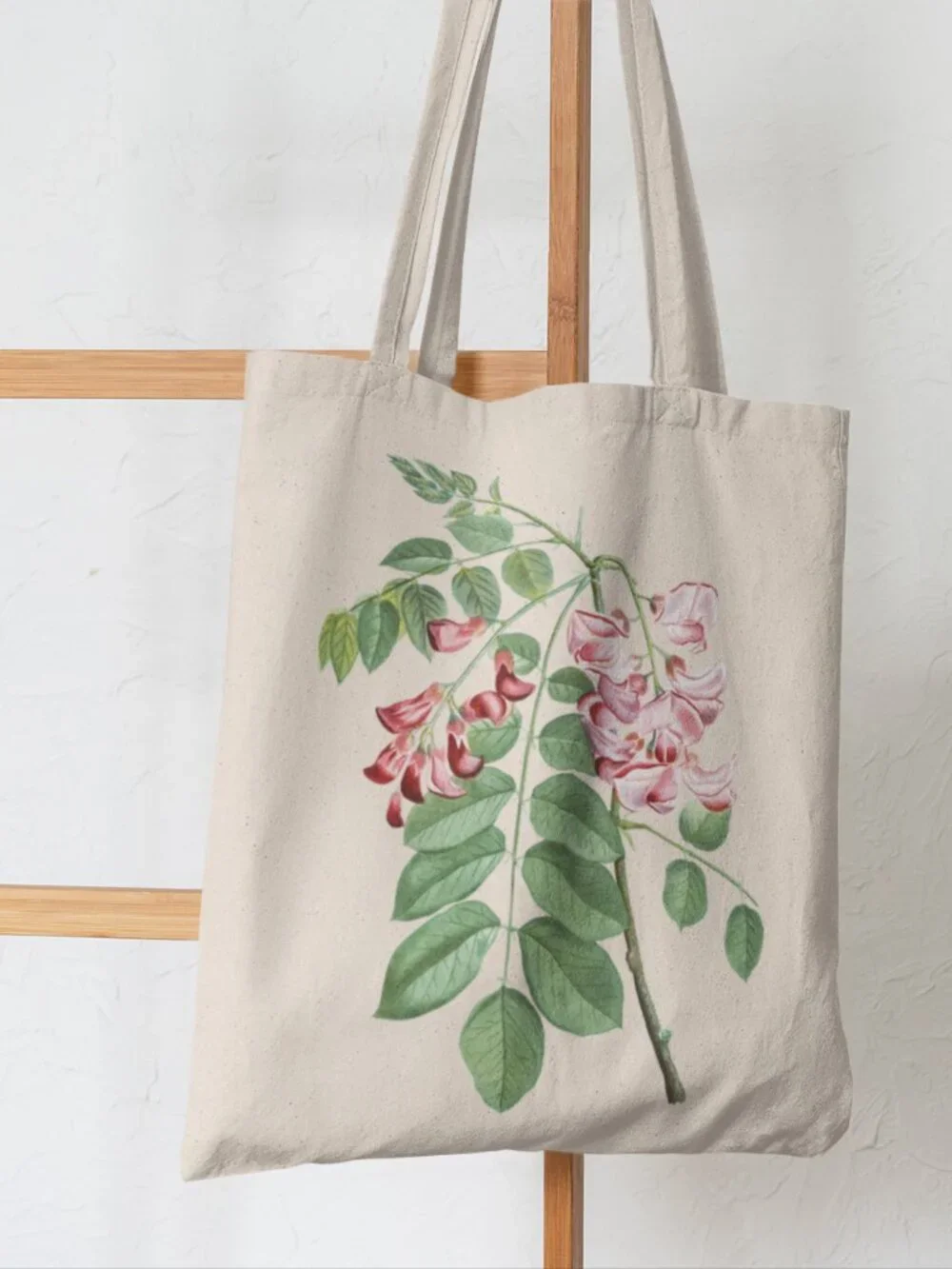 Robinier Rose Vintage Floral Print Graphic Canvas Tote Bag